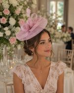 Pink Fascinator  On A Headband For Weddings Or Races