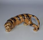 VINTAGE CERAMIC STALKING TIGER FIGURINE. 12