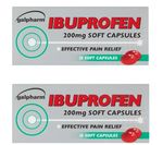 2 x Galpharm Ibuprofhen Pain Relief 200mg Soft Liquid Capsules - 16 Capsules
