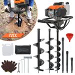 72CC 4-Stroke Petrol Post Hole Borer Fence Earth Auger Digger + 3 Drill Bits UK