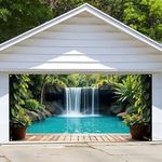 Forest Waterfall Pond Garage Door Banner Fabric Holiday Party Background XS