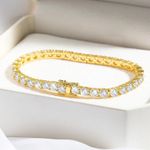3.7ct Yellow Gold Tennis Bracelet Lab-Created VVS1/D/Excellent Diamond Test Pass