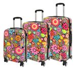 Four Wheels Hard Shell Travel Luggage Flower Print Expandable Cabin Check In Bag