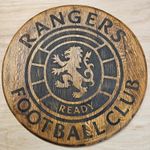 Rangers FC Crest on Reclaimed Oak Whisky Barrel Lid