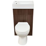 2 in 1 Back to Wall Toilet & Basin Combination Unit Chestnut