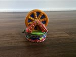 Vintage Carnival Ferris Wheel Porcelain Hinged Small Trinket Box - Empty