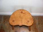 ROBERT MOUSEMAN THOMPSON BURR OAK KIDNEY SHAPED DISHED COW STOOL / SIDE TABLE
