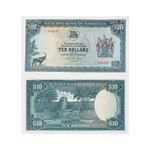 1975 RHODESIA (ZIMBABWE) 10 RHODESIAN DOLLARS BANKNOTE OLD AFRICA DOLLAR A-UNC