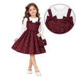 Christmas Floral Double Bow Dress and Bag Set | Girls (2-12Y)