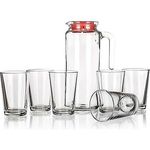 7 Pcs Drinkware - Jug/Pitcher with Lid & Tumbler Glass Set By Pasabahce