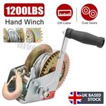Manual Hand Winch 1200lbs Boat Trailer Caravan 10m 32ft Strap Marine Puller New