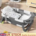 Foldable Baby Bath Tub Ergonomic With Temperature & Cushion Bath Pad & Net UK