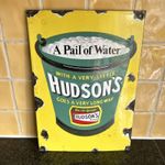 Hudsons Soap A Pail Of Water Enamel Advertising Sign  Lovely