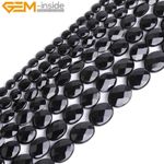 Onyx Faceted Oval Black Agate Natural Aaa Stone Beads For Jewelry Making 15"