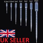 Clear Plastic Pipettes Multible Sizes Dropper Liquid Transfer Oils Perfume UK
