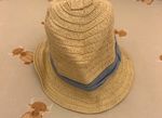Primark Straw Trilby Hat Beige/Blue Band Solid Casual Spring/Summer 12-24M
