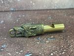 Vintage Solid Brass Wolf Head Whistle Keychain Pendant EDC Survival Emergency