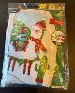 Bucilla Christmas Llama Felt Applique Stocking Kit with Needle, Beads & Sequins
