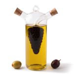 2 in 1 Oil and Vinegar Dispenser Glass Olive Oil Bottle Double Pourer with Cork