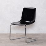 BLACK ACRYLIC DINING CHAIR METAL CANTILEVER FRAME RETRO SEATING