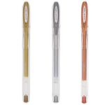 Uni-Ball Signo Metallic Gel Pens  UM-120NM Mixed Set Gold Silver Bronze 3 Pack