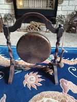 Antique Wood And Bronze Dinner Gong With Striker