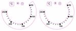 OVEN TEMPERATURE 50-250 replacement sticker decals markings subdivided by lines 