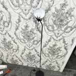 Black & White Metal Floor Lamp, Round Shade, Foot Switch, SES LED 6W 220-240V
