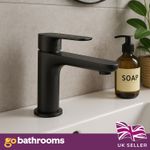 Black Bathroom Basin Mixer Tap Single Lever Mono Sink Tap + Click Clack Waste