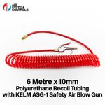 6 Metre - 10mm Polyurethane Recoil Tubing with KELM ASG-1 Safety Air Blow Gun