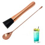 Copper Cocktail Bar Spoon & Muddler Collison Twisted Handle Cocktail Accessories