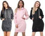 Women Ladies Long Hoodie Cardigans Hooded Jumper Fleece dress Coat Tops jumper  
