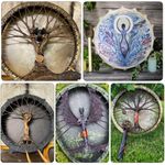 Shaman Drum Siberian Drum Handmade Spiritual Music Drum with Tree of Life Decor