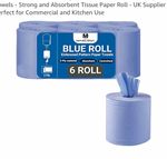 Maesena Centrefeed Blue Paper Towels – 2-Ply Embossed Absorbent, 6 Rolls