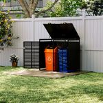 Double Wheelie Bin Storage Wooden Store Cover Garden Rubbish Dustbin 2 Shed