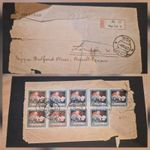 Latvia Red Cross 1920 registered postal history Cover. Riga to London . 9 stamps