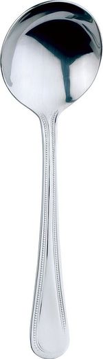 12x Bead Soup Spoon, Cutlery, Dozen Soup Spoons, Stainless Steel 18/0