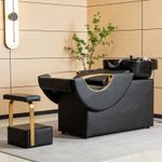 Large Chair Hair Washing Station Shampoo Bowl Chair Salon PU Leather W/ Armrests