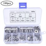 180 x STAINLESS STEEL ASSORTED FLAT WASHERS  WASHERS FOR METRIC BOLTS