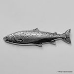 Rainbow Trout Pewter Pin Brooch -British Handcrafted- Fly Fishing Fish, Brown