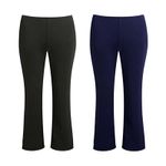 2 PACK GIRLS PULL UP SCHOOL TROUSER FINELY RIBBED ELASTICATED WAIST STRETCH PANT