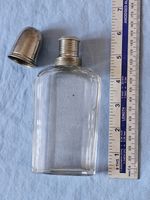 Antique VICTORIAN FACET CUT GLASS& SILVER PLATE HIP FLASK