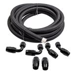 AN10 Fitting Nylon Braided Gas Oil Fuel Hose End Line Pipe Kit (10AN 10 AN -10)