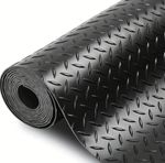 Heavy Duty Black Rubber Diamond Camper Van, Garage, Gym 3mm Waterproof Floor Mat