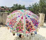 Garden Parasol Handmade Embroidered Indian Outdoor Sun Shade Patio Umbrella 72"