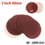 2" 50mm Red Sanding Discs Abrasive Sandpaper Hook & Loop Pad Grit 40# - 2000#