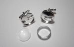 1 pair of cuff link blanks with matching glass domes 16mm setting photo /picture