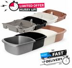 Large Washing Up Bowl & Dish Drainer Set – Durable Plastic Sink Basin with Rack