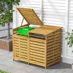 DOUBLE WOODEN WHEELIE BIN STORE OUTDOOR CUPBOARD FOR GARDEN STORAGE DUSTBIN SHED