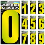 High-Visibility Reflective Wheelie Bin Numbers Hi-Vis Yellow Large Stick On - UK